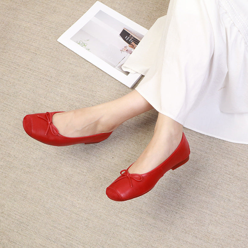 Women's Spring Classic Style Bow Lace Up Round Toe Women's Shoes