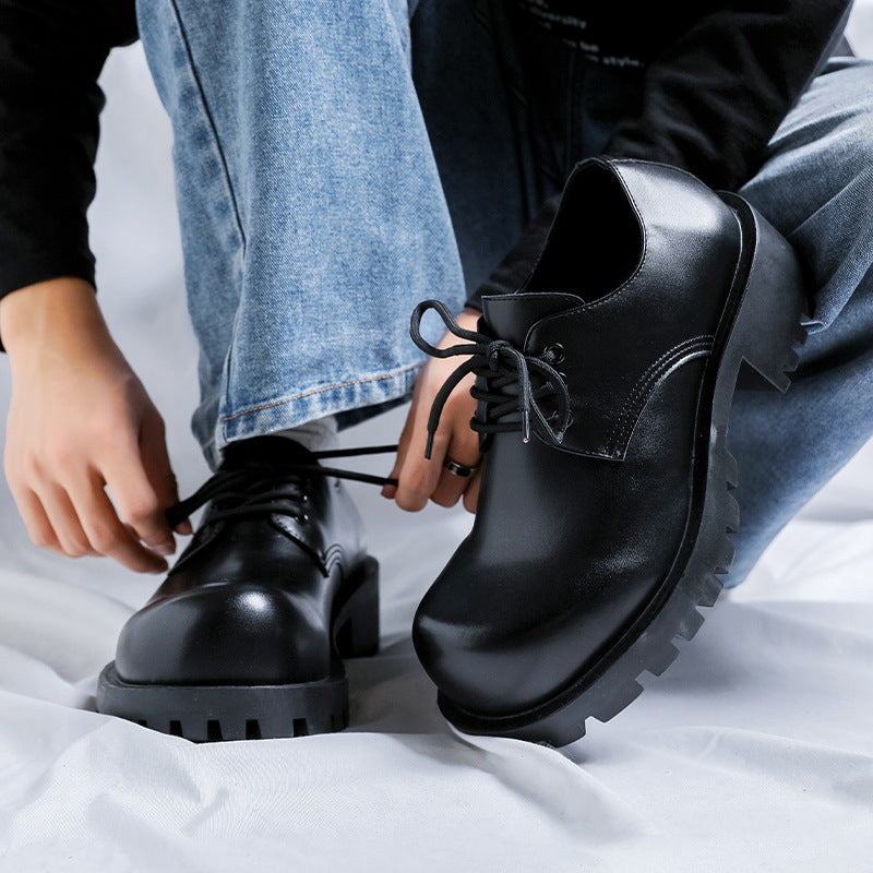 Men's Sole Height Increasing Commute Leisure Big Leather Shoes
