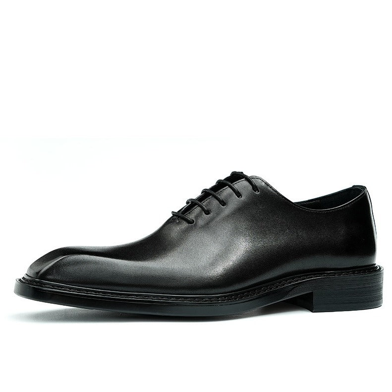 Men's Summer Wedding Business Formal Wear British Square Toe Leather Shoes