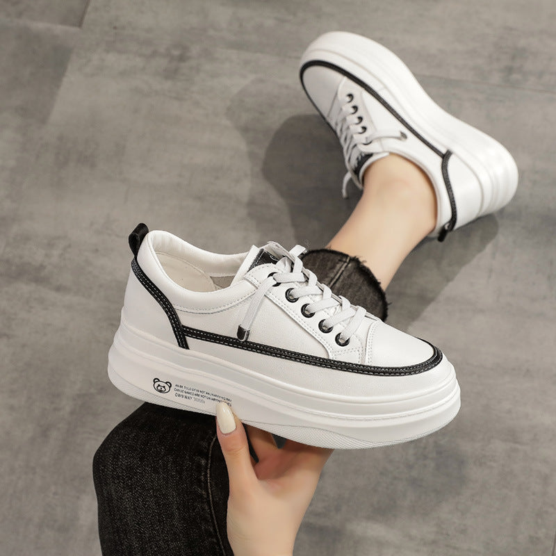 Women's Increasing Insole White Sports Thick-soled Korean Style Women's Shoes