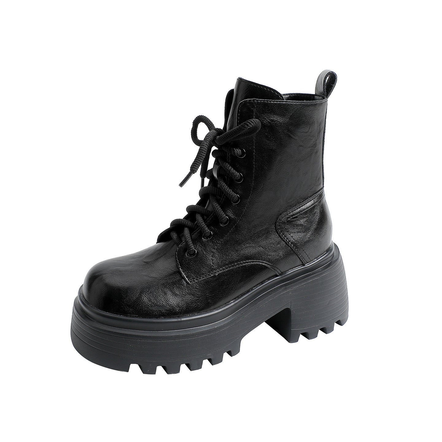 Women's Hight Increasing Martin Platform Single Lace Up Women's Leather Boots