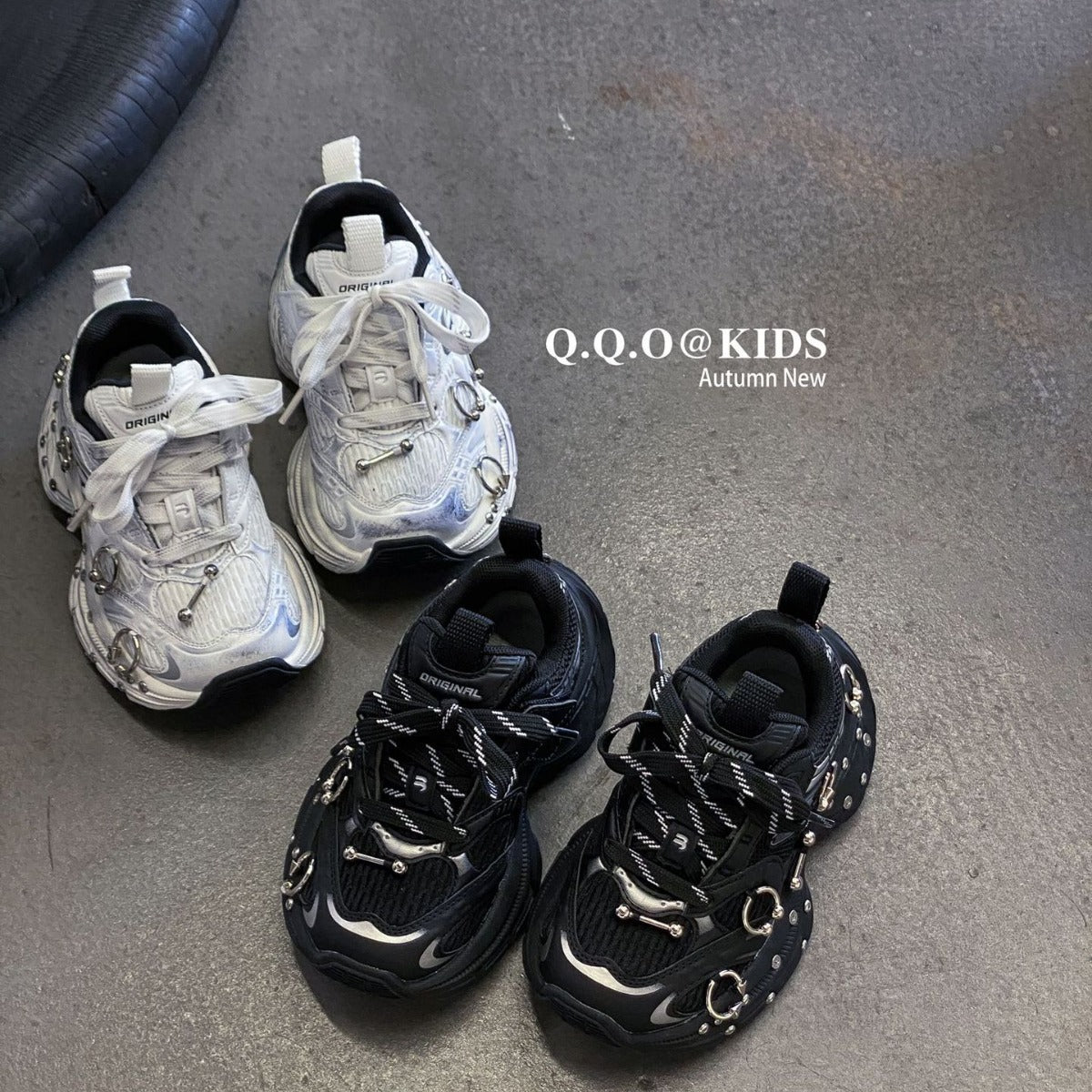 Children's Super Cool Rivet Paris Dad Retro Rub Colored Sneakers