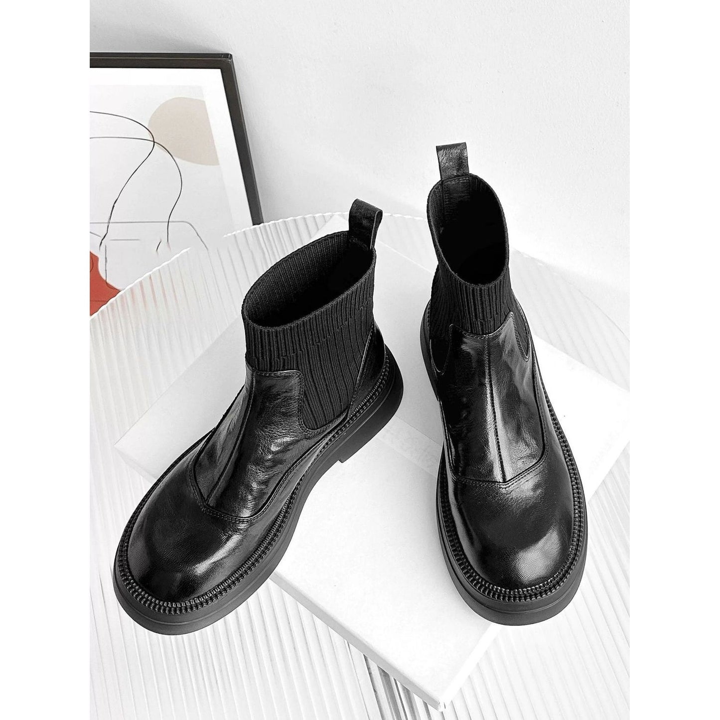 Women's British Style Platform Martin Fleece Lined For Boots