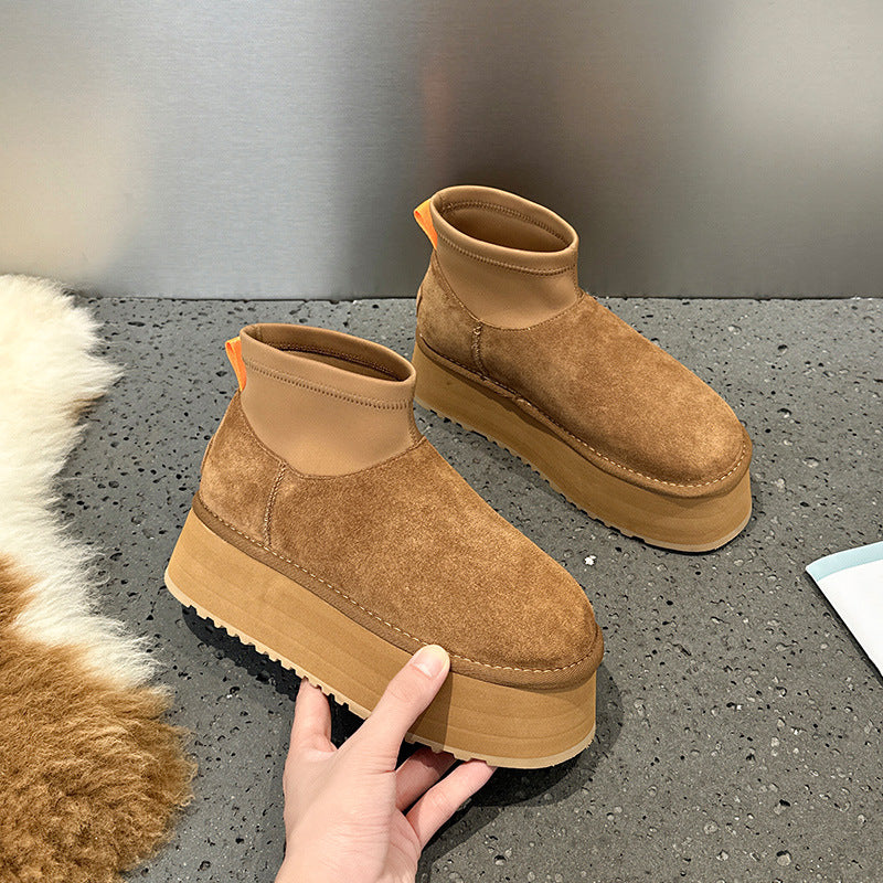 Women's Winter Mini Thick Bottom Height Increasing Snow Boots