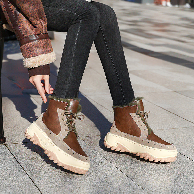 Women's Warm Platform Ankle Female Winter With Snow Boots
