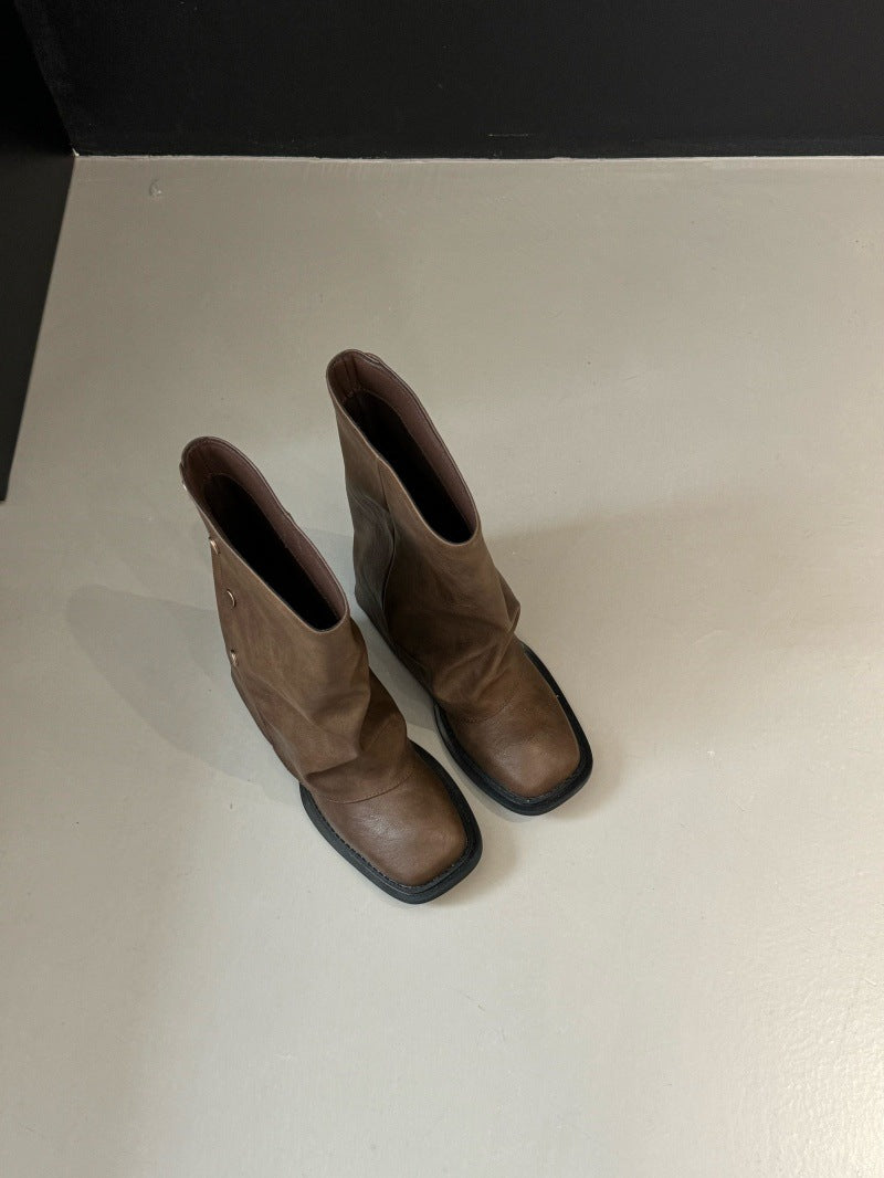 Women's Niche Short Pants Handsome Western Cowboy Women's Leather Boots