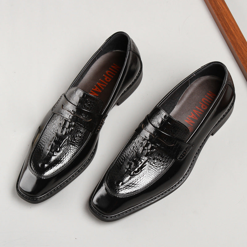 Men's Formal Three-dimensional Faucet Embossed Ethnic Style Leather Shoes