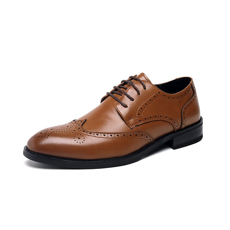 Men's Khaki Pointed British Style Elevator Height Men's Shoes