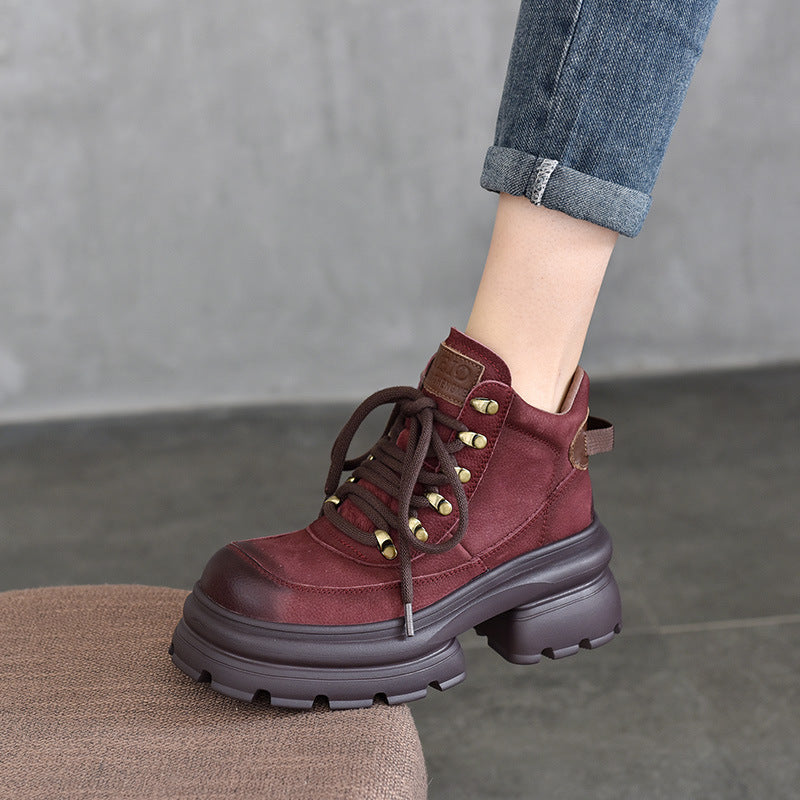 Women's Cotton Genuine Platform Martin Retro Easy Boots