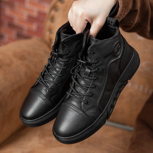 Men's Martin Bootie British Side Zipper Fleece-lined Boots