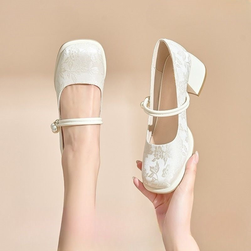 Women's Mary Jane Single-layer Spring Elegant Thick High Women's Shoes