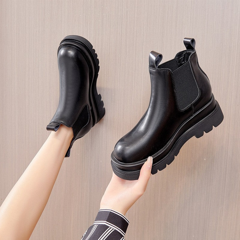 Women's Increasing Martin British Style Smoke Pipe Ankle Thick Boots