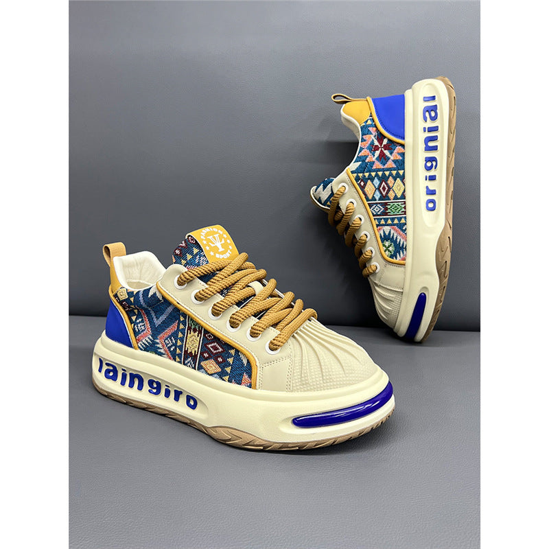Men's Shell Toe Embroidered Daddy Trendy Spring Comfortable Men's Business Leather Shoes