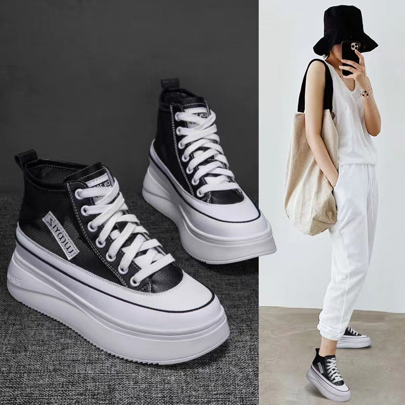 Women's Trendy Four Lace Up Ankle Vintage Martin Platform Fashion Women's Leather Boots