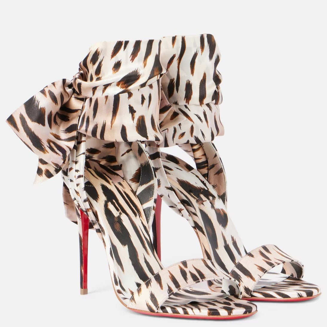 Round Toe Satin Bow Ankle Strap Large High Heeled Sandals
