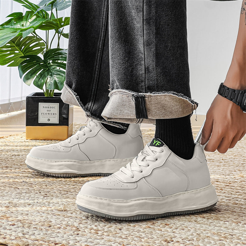 Women's & Men's White Couples For Sports Height Increasing Casual Shoes