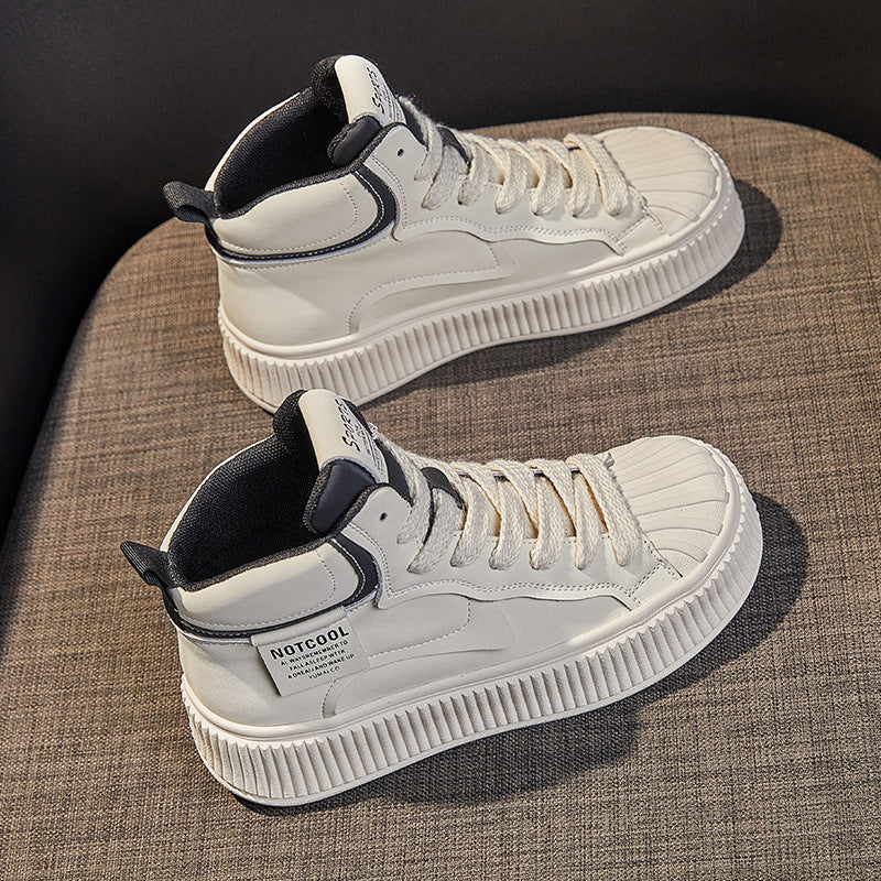 Women's High Top White Korean Style Thick Sneakers