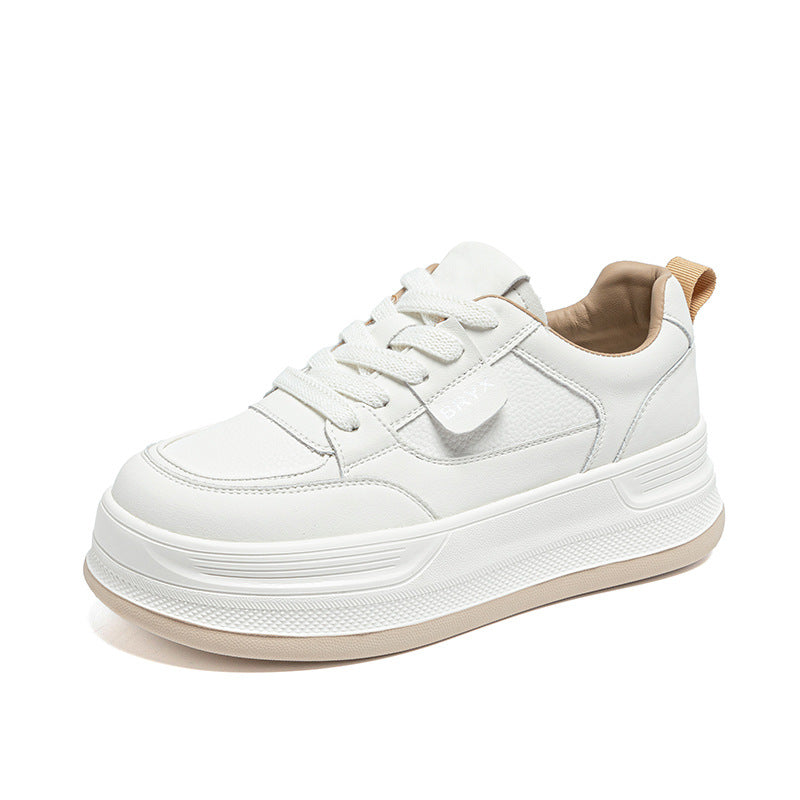 Women's White Spring Breathable Lightweight Muffin Increased Women's Casual Shoes