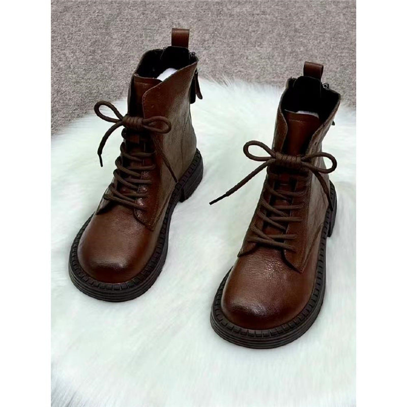 Women's Small Martin British Style Short Flat Women's Leather Boots