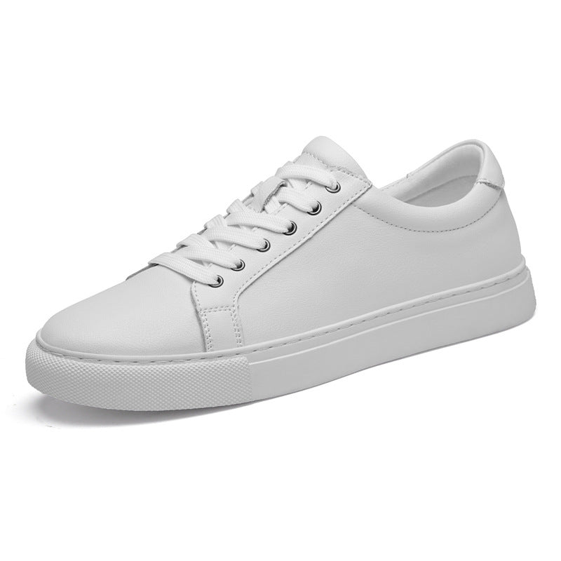 Women's & Men's White Winter Cowhide Surface Flat Hollowed Men's Board Shoes