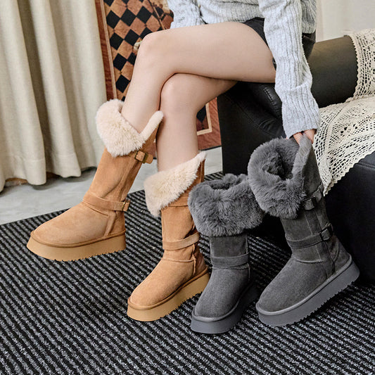 Women's Height Increasing Insole Two-way Thick Bottom Super Women's Snow Boots