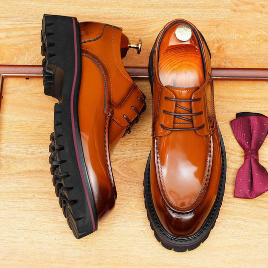 Men's Toe Glossy Formal Wear Business Raise The Bottom Men's Casual Leather Shoes