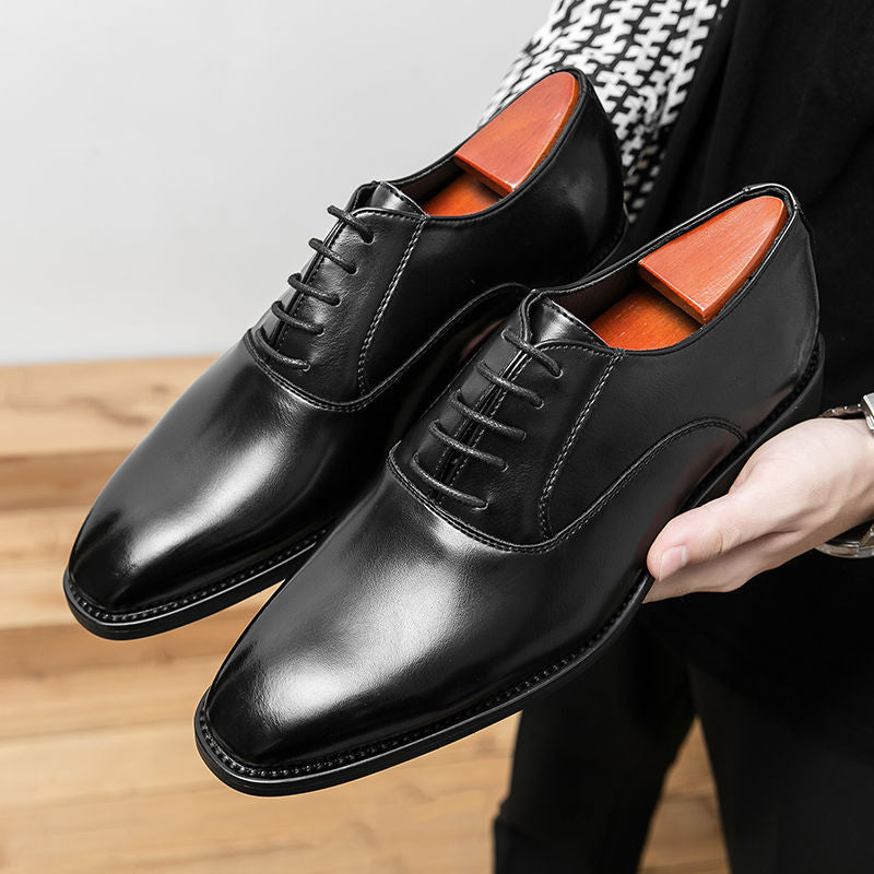 Men's Pointed British Style Oxford Suit Bridegroom Men's Business Leather Shoes