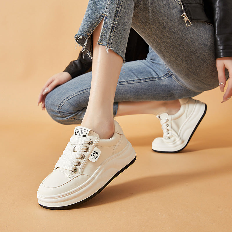 Women's Platform White Autumn Height Increasing Bread Casual Shoes