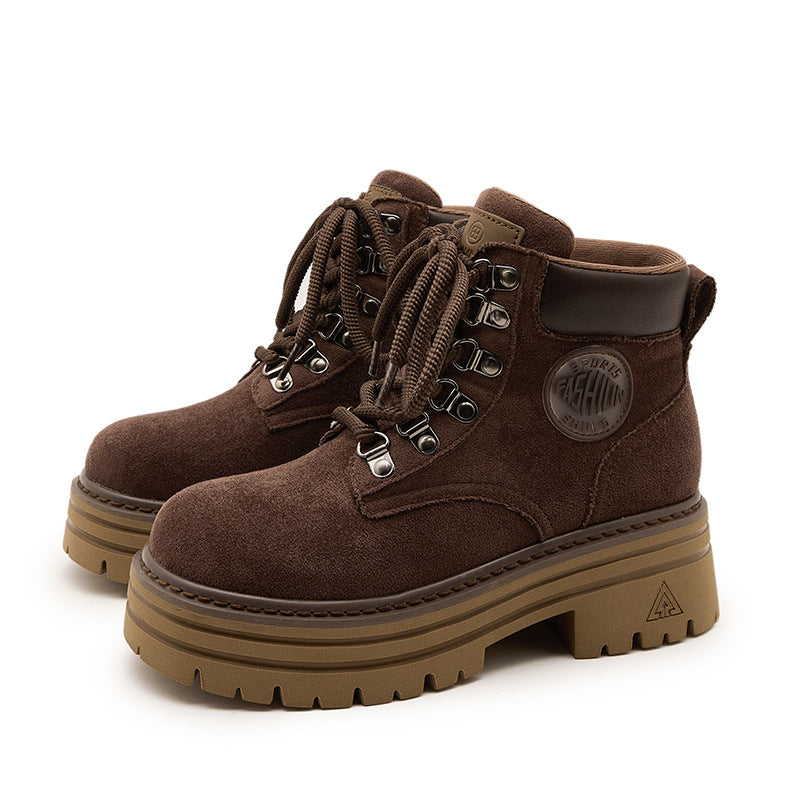 Women's Thick Bottom Vintage Suede Martin For Autumn Small British Boots