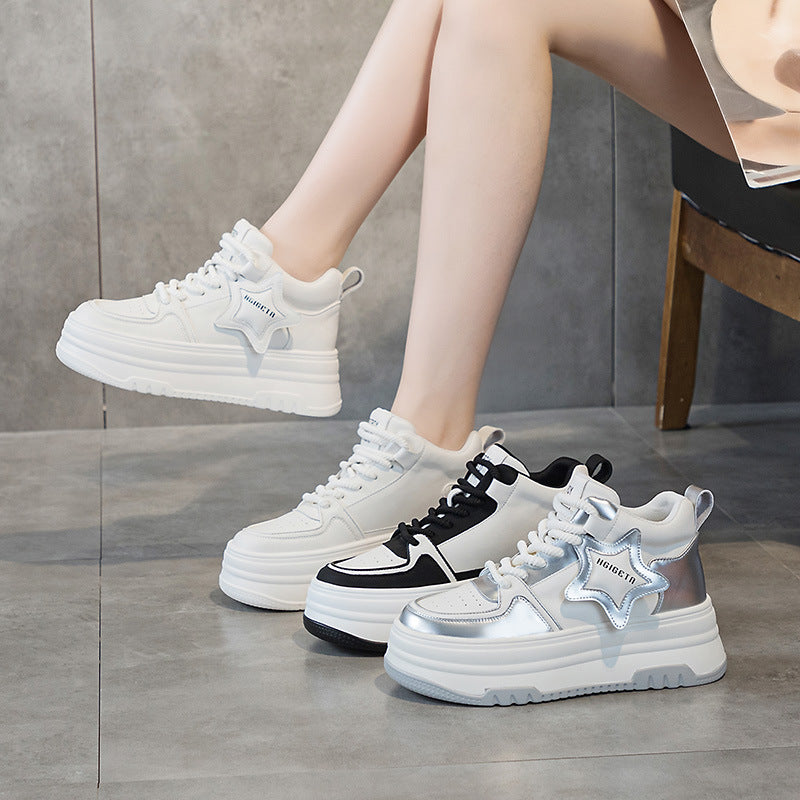 Women's Matching Hidden White Thick Bottom Black Women's Casual Shoes