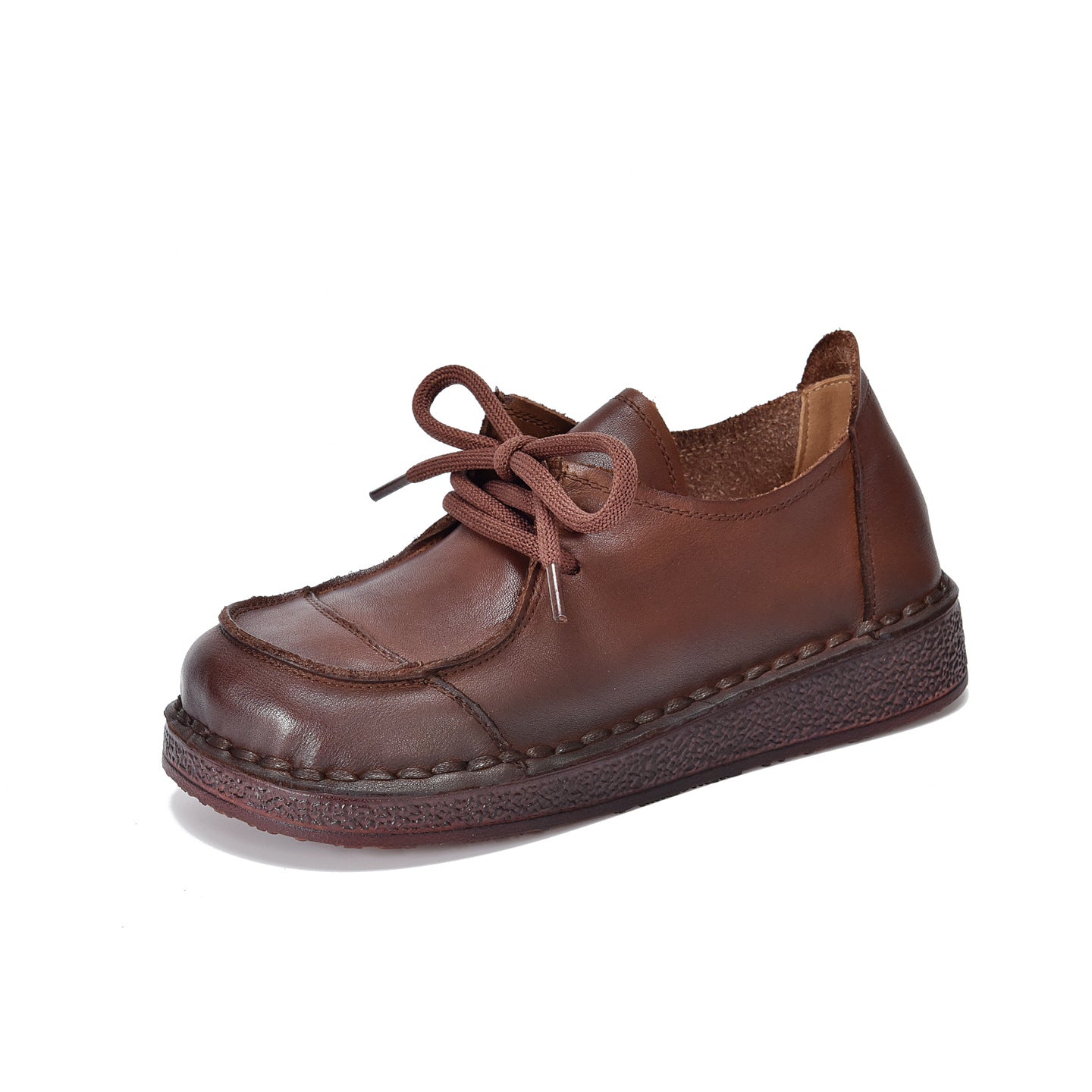British Style Slip-on Handmade Round Toe Cowhide Casual Shoes