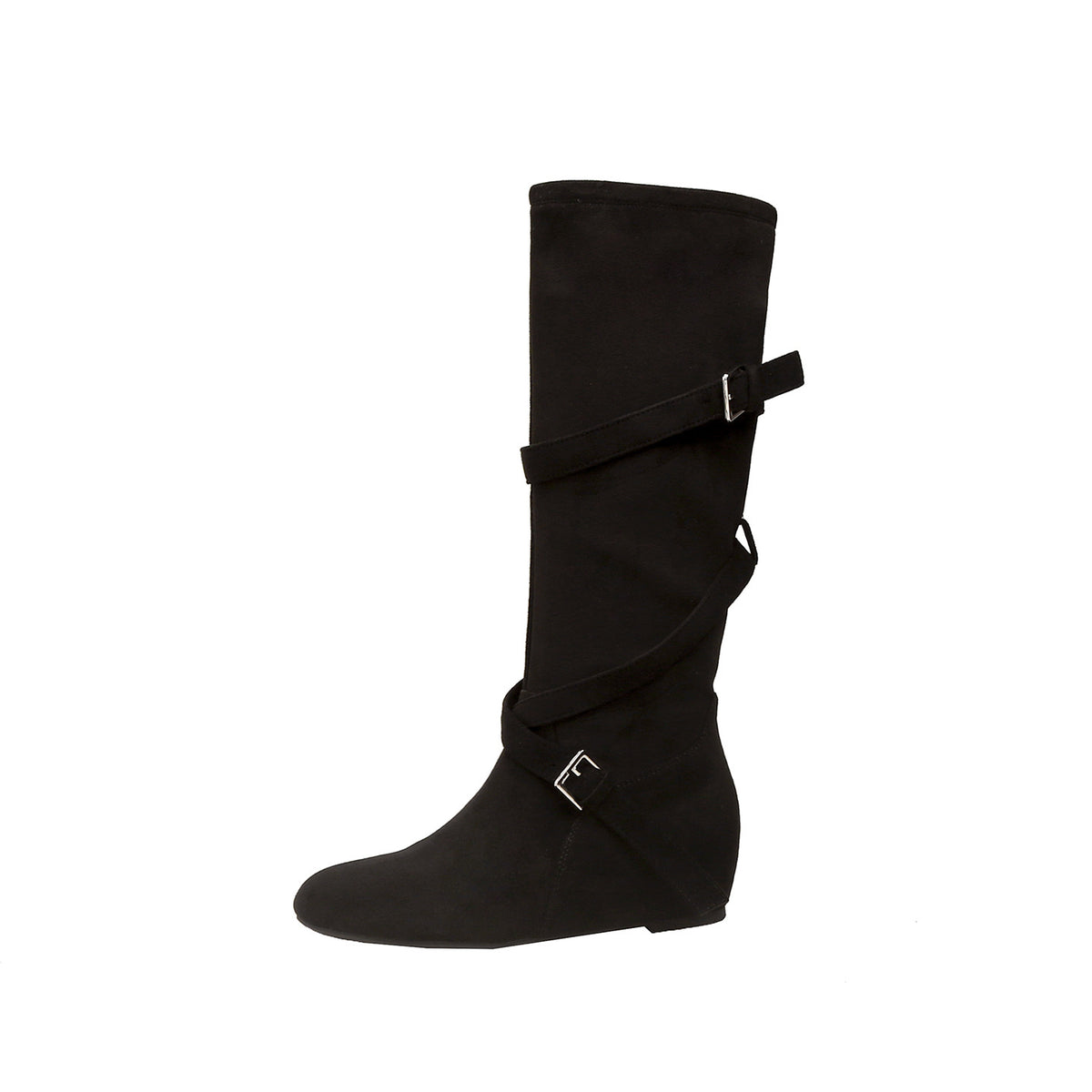 Women's Increasing Insole Autumn Retro Easy Matching Pile Style Belt Buckle Women's Leather Boots