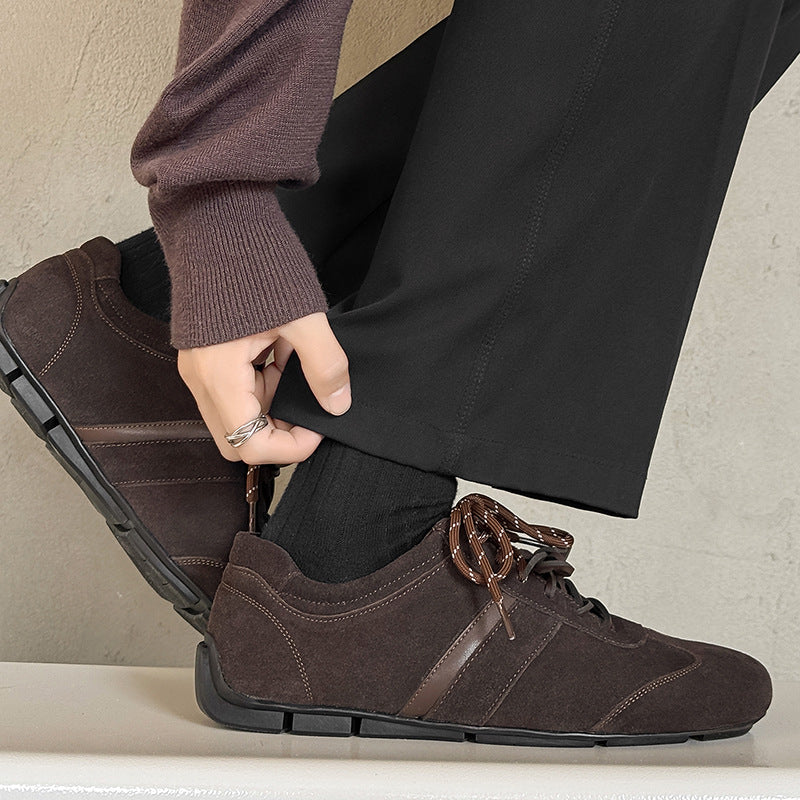Men's Retro Flat Bottom Brown Sports German Men's Board Shoes