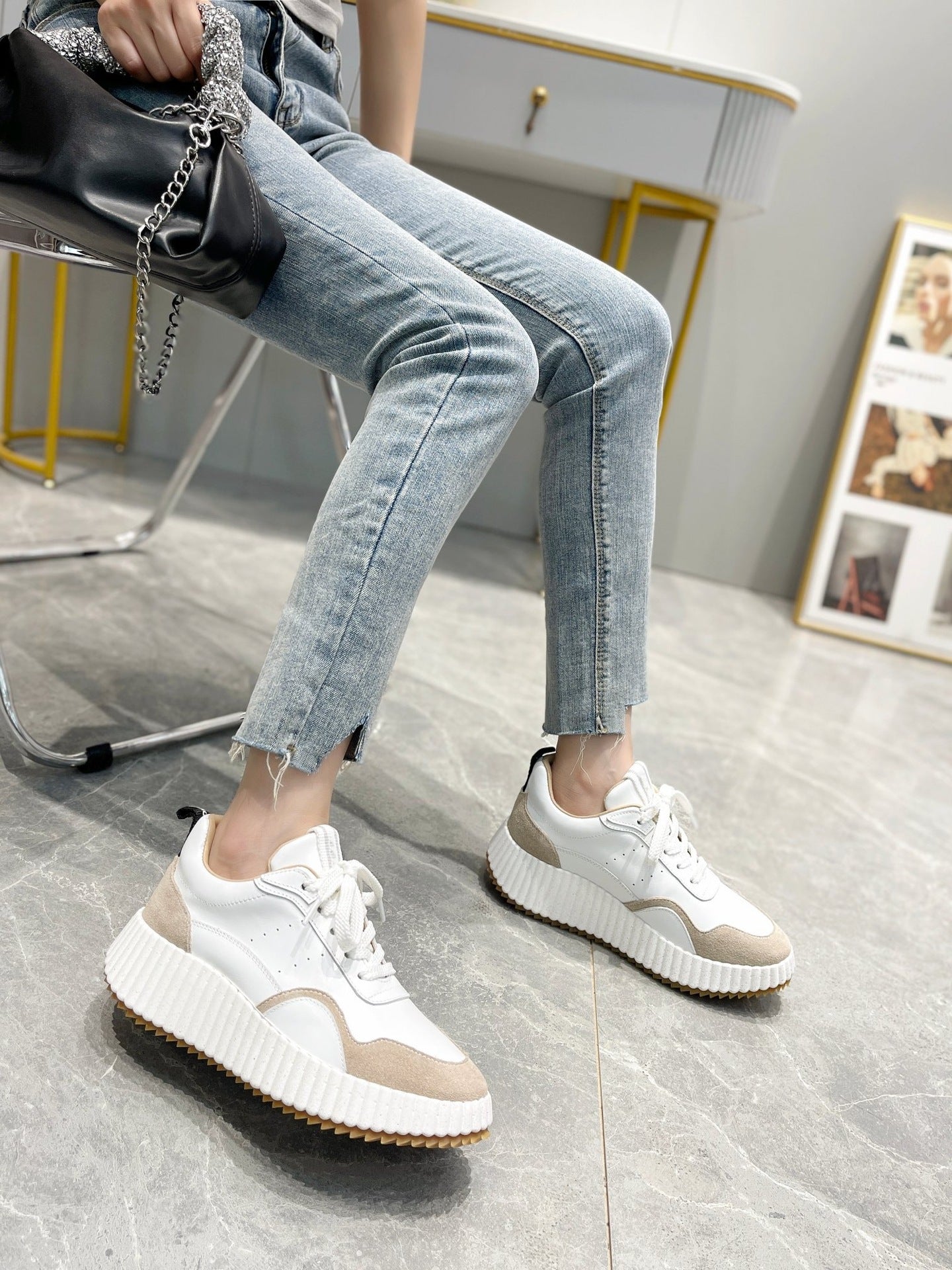 Women's Head Thick Bottom Height Increasing Breathable Platform Men's Shoes