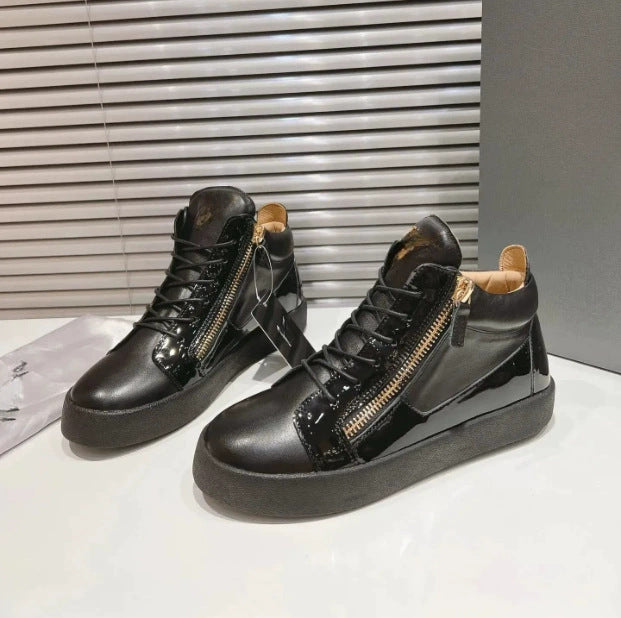Women's Zipper Flat Round Head Genuine Comfort Women's Casual Shoes