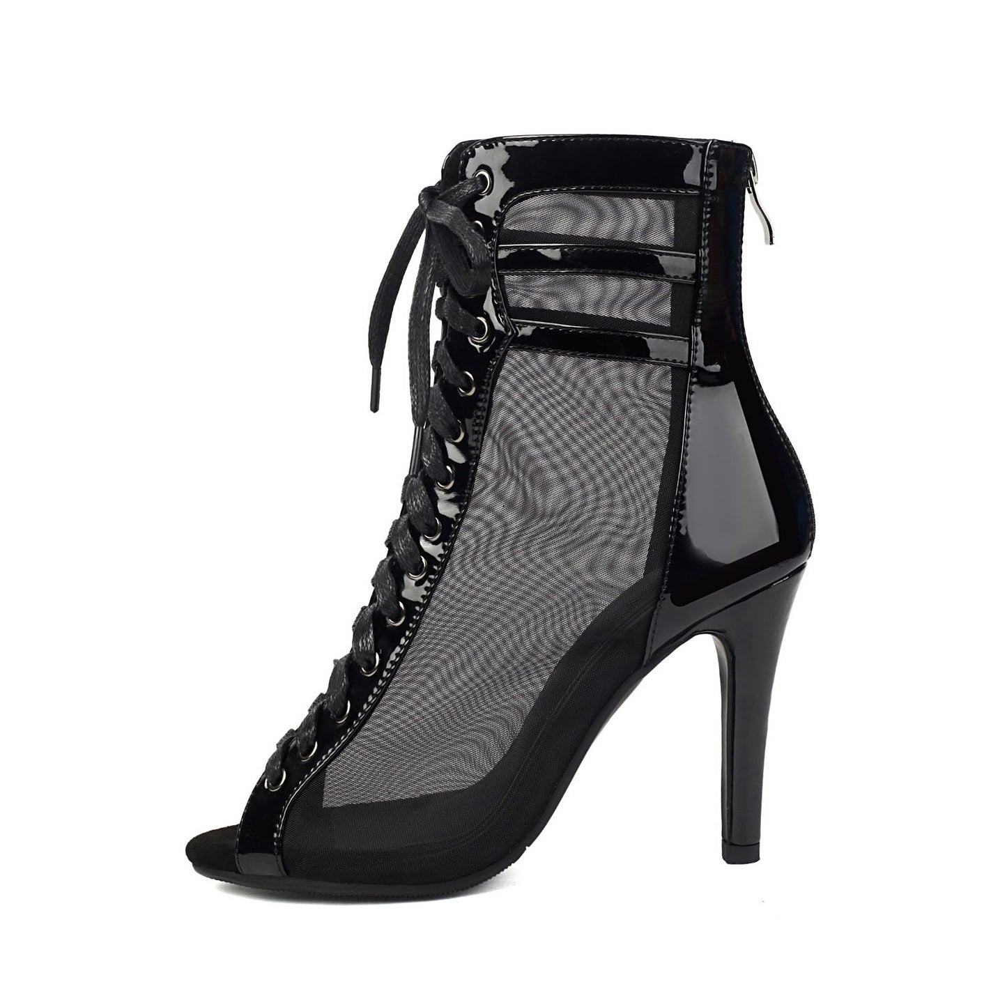 Women's High Mesh Stiletto Cutout Dance Ankle Women's Leather Boots
