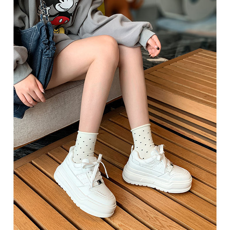 Women's Height Increasing Genuine Platform White Spring Women's Casual Shoes