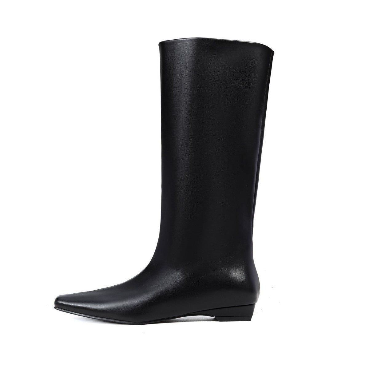 Women's Cowhide Version Korean Simple Square Toe Temperament Low Knight Women's Leather Boots