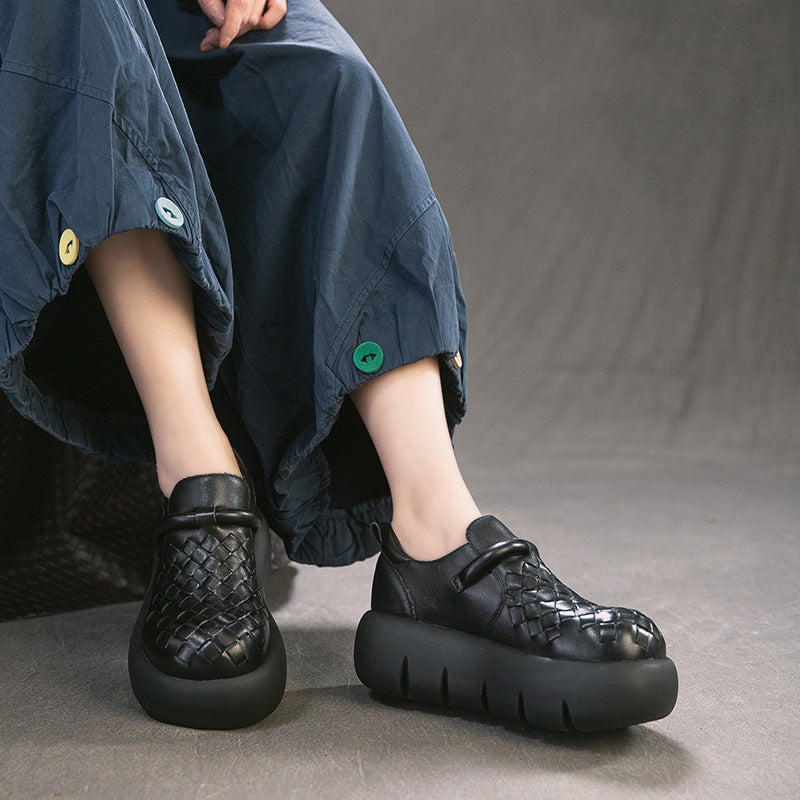 Women's Hand-woven Comfortable Retro Pumps Brushed Inner Women's Casual Shoes