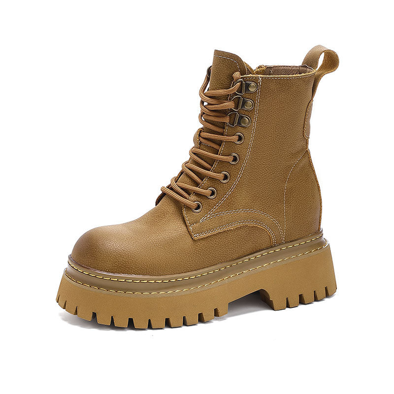 Women's Retro Western Cowboy Martin Thick Bottom Increased Women's Leather Boots