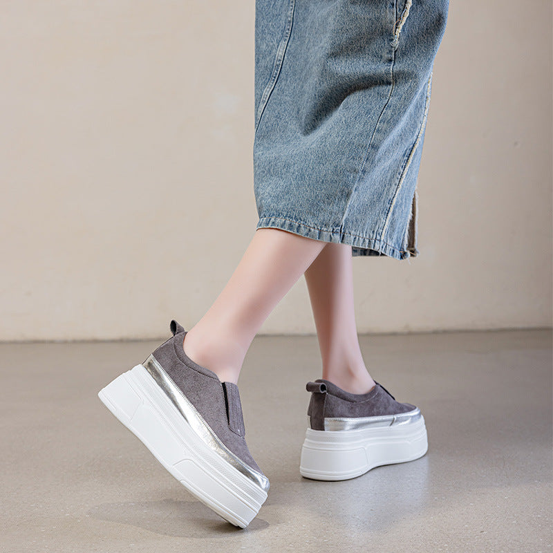 Women's Slip-on Summer Solid Color Height Increasing Sneakers