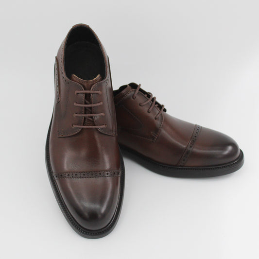 Men's American Business Platform Retro Height Increasing Derby Soft Leather Shoes