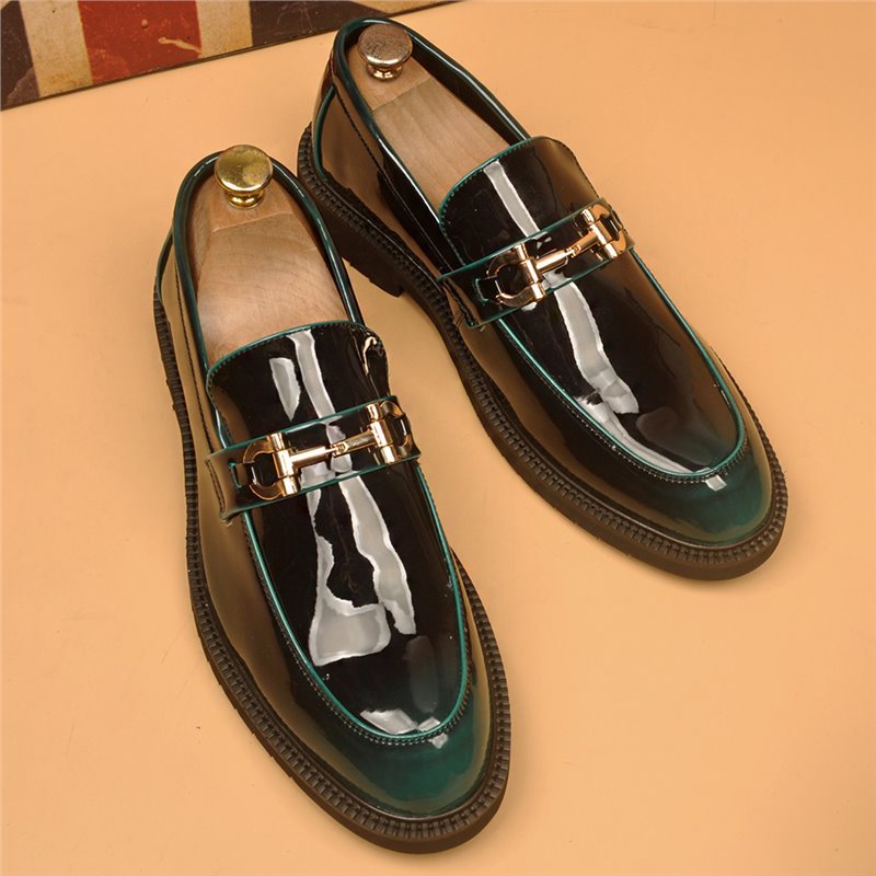 Men's Bright Business Formal Wear Slip-on Gradient Color Fashion Versatile Men's Casual Leather Shoes