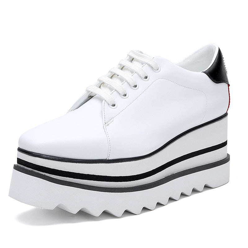 Women's Square Toe Wedge Platform Striped Bottom Women's Casual Shoes