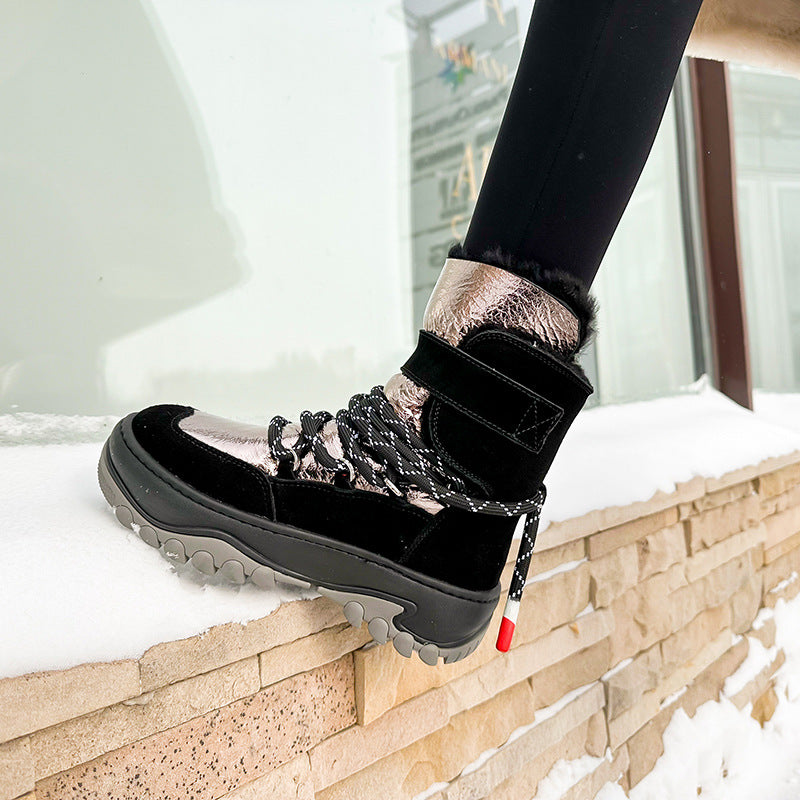 Women's Platform Fur Integrated Winter Northeast Cotton Padded Snow Boots