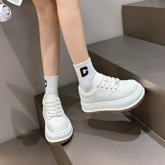 Women's Large Size Genuine Platform White Autumn Super Popular Thick Bottom Women's Casual Shoes