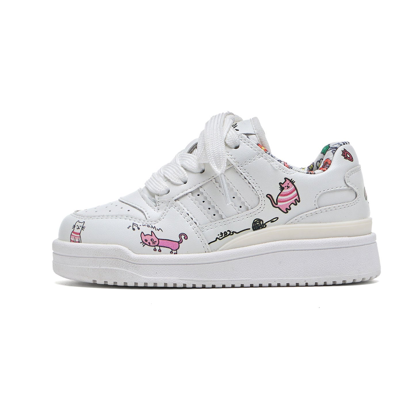 Children's Spring Fashionable Breathable Medium Big White Sneakers