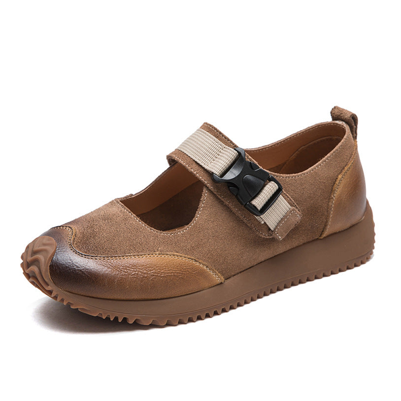 Women's Velcro Shallow Mouth Pumps Artistic Style Casual Shoes