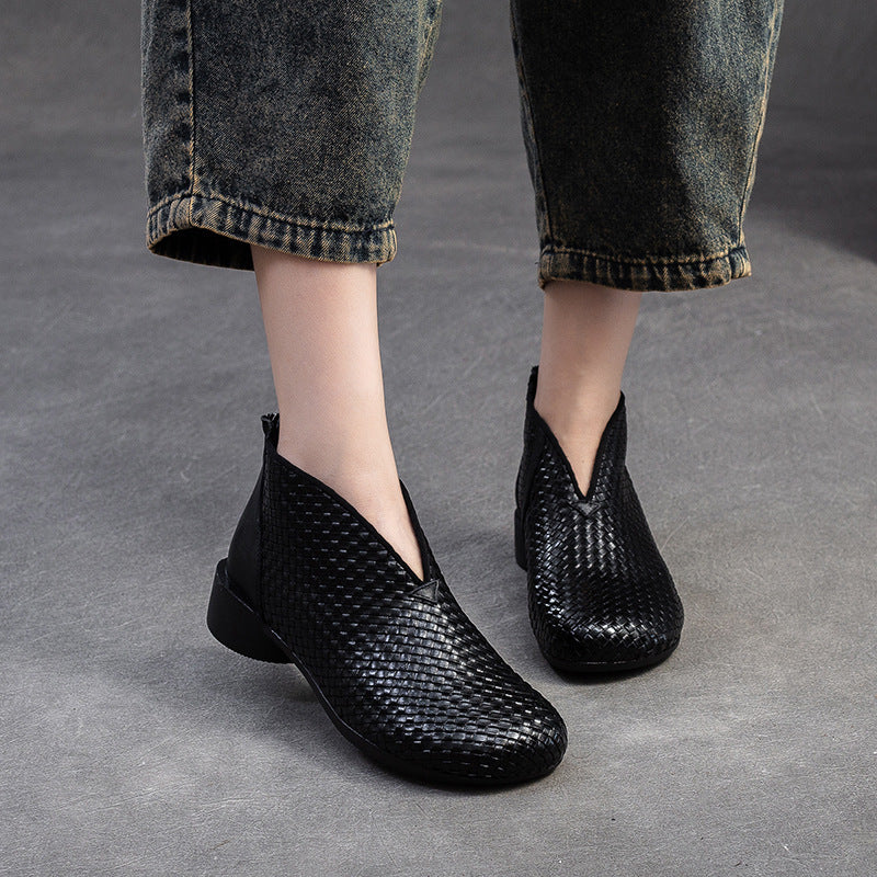 Women's Hand-woven Small Retro Easy Matching Niche Boots