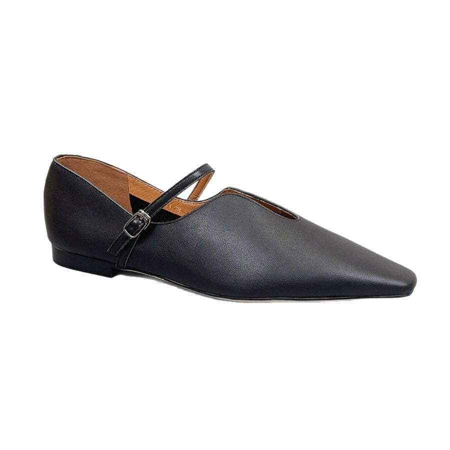Women's Buckle Square Toe Flat Low-cut Pumps Women's Fashion Shoes